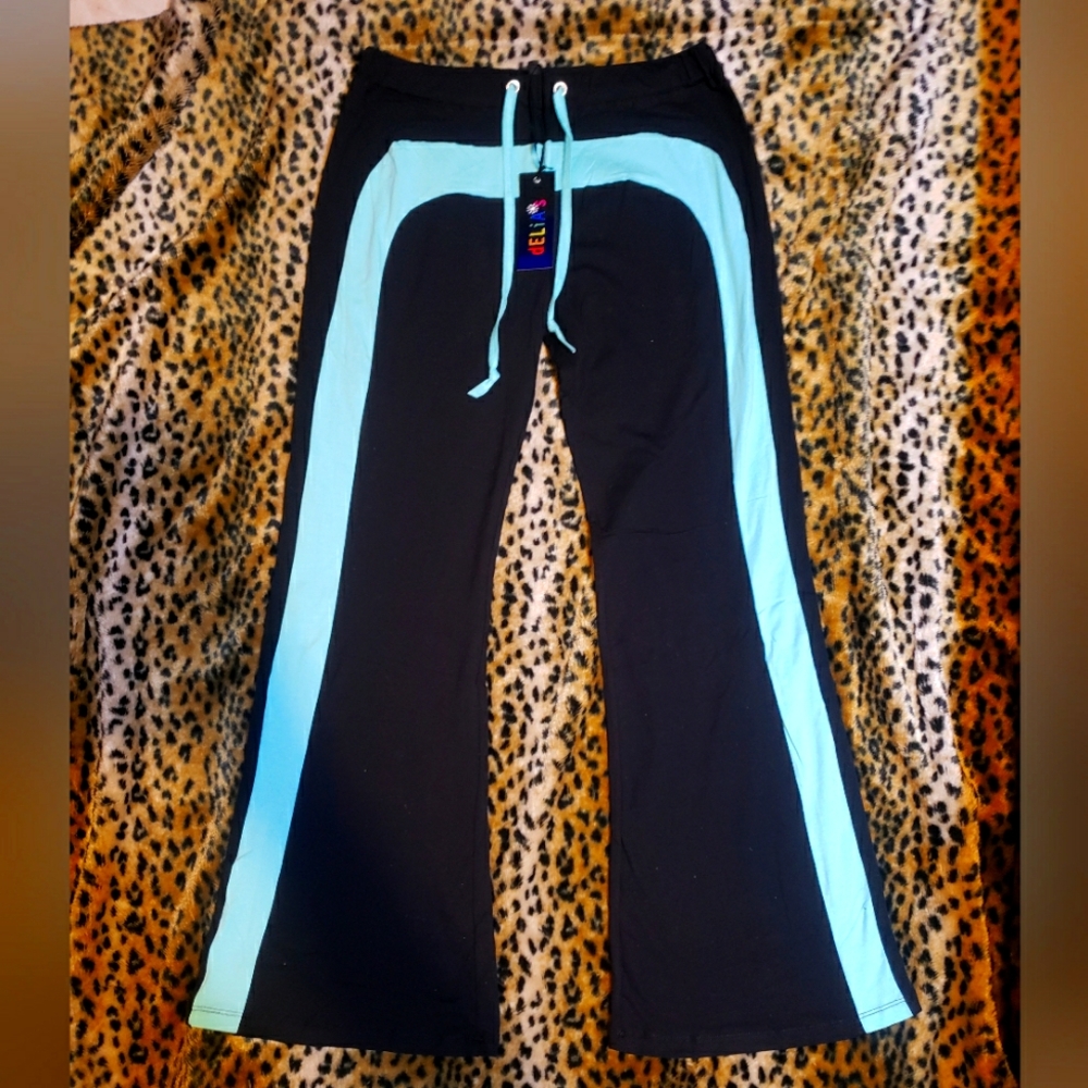 CATCHING FLIGHTS TRACK PANTS  BLUE/BLACK DELIA*S BY DOLLS KILL L